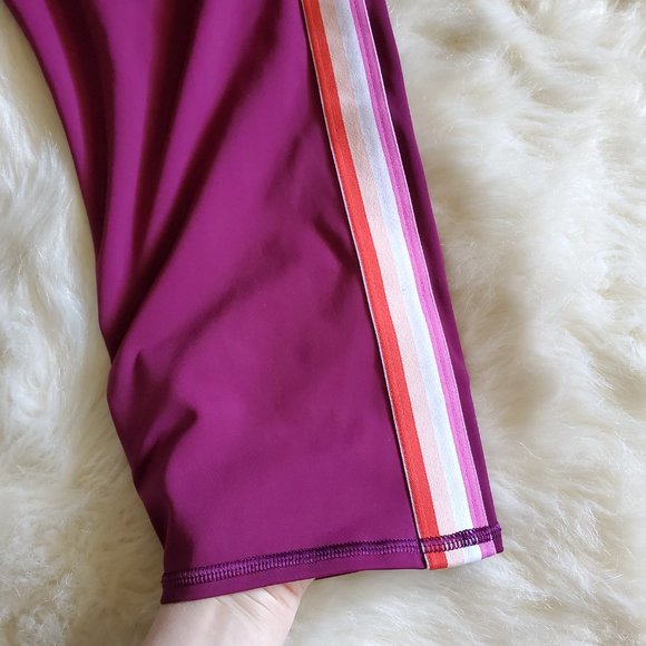 Athleta Contender Purple Plum Side Stripe Leggings Size XL - Picture 6 of 14